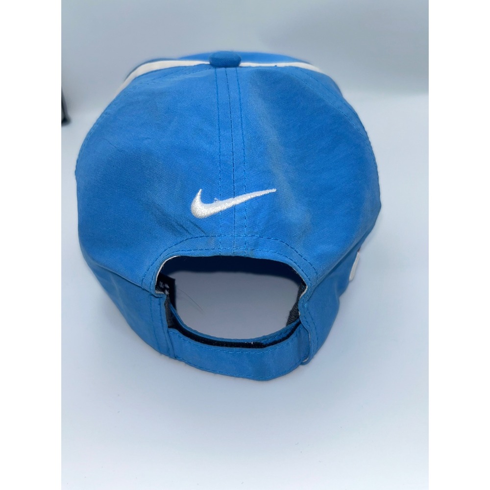 Nike Golf Hat Blue White Adjustable Swoosh ONE V Logo Performance Cap - Picture 4 of 5